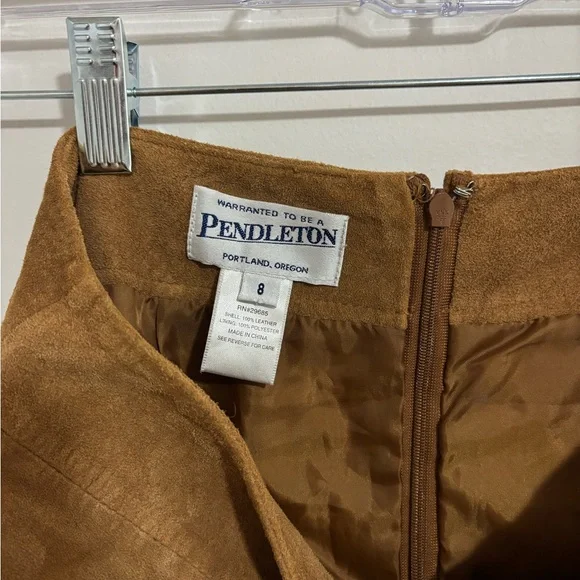 Stunning Vintage Pendleton Camel Brown 100% Leather Maxi Skirt Skirt - Picture 5 of 6